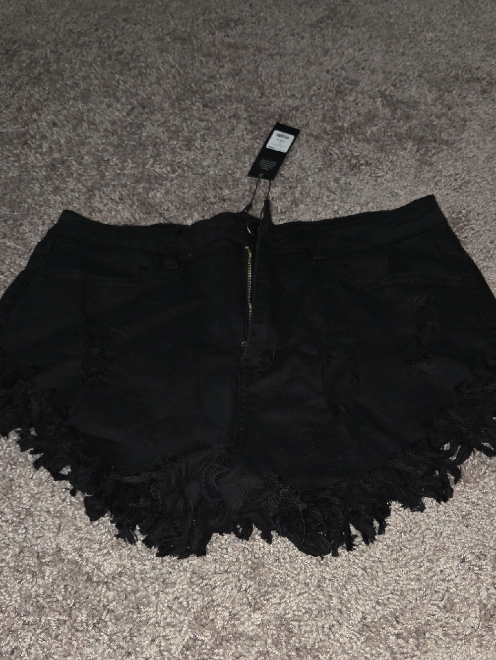 High-Waist Black Distressed Lace-Trim Women's Shorts